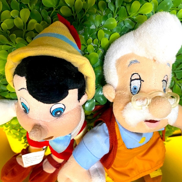 DISNEY EXCLUSIVE VTG 90s PINOCCHIO & GEPPETTO RETIRED BEAN BAG PLUSH - Picture 7 of 10